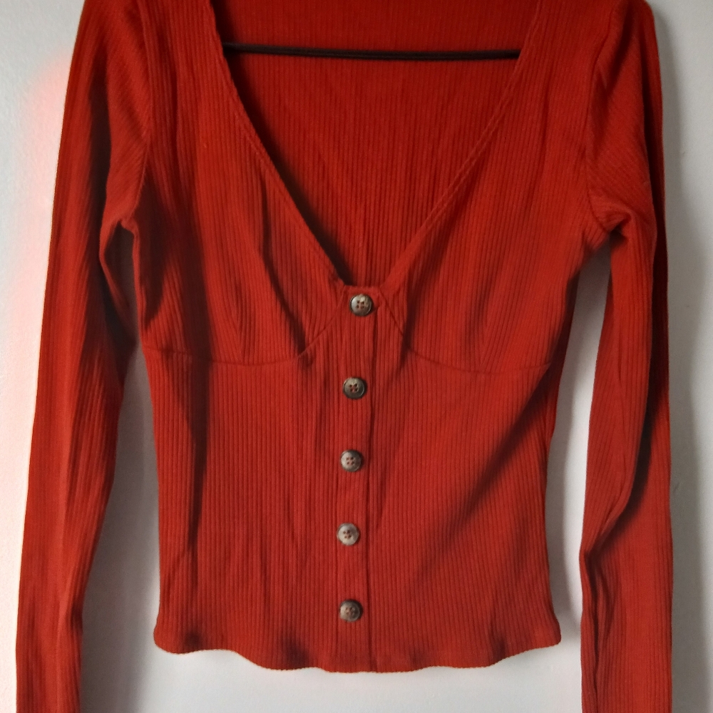 Reformation Red Button-Up Blouse - image 7